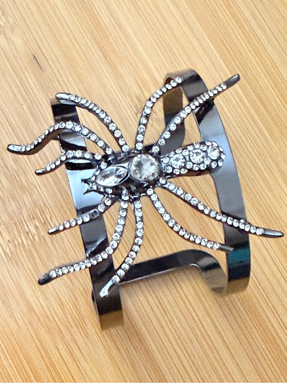 Natasha Couture crystal rhinestone spider cuff bracelet